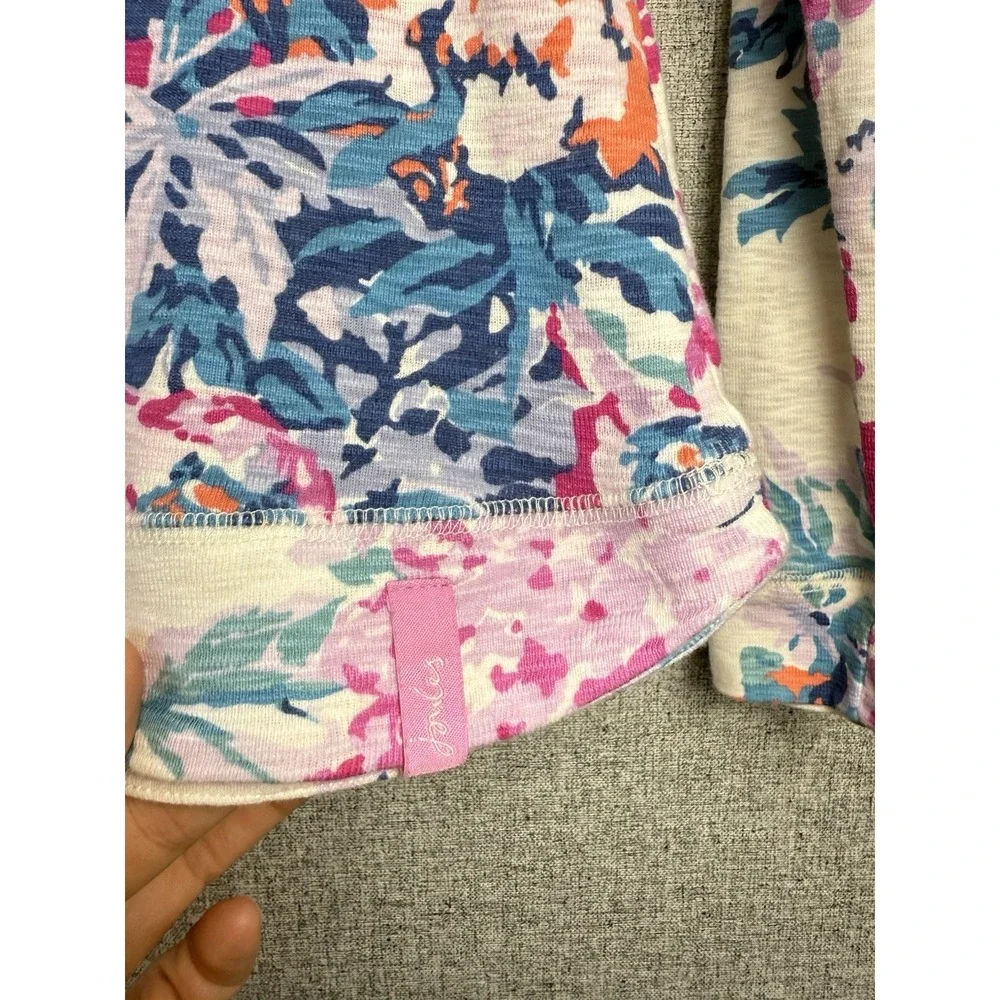 Joules Marlston Pink Purple Floral Print Hooded Sweatshirt Hoodie Slim Fit SMALL - Picture 4 of 7